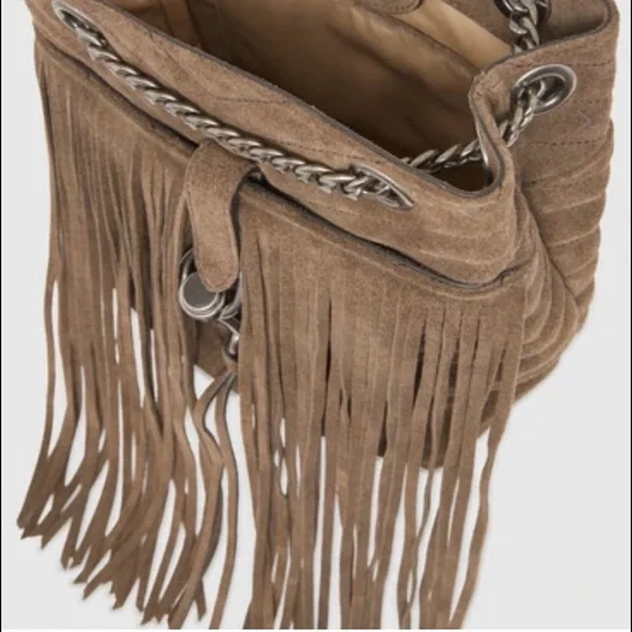 Rebecca Minkoff Edie Bucket Crossbody With Fringe, Porcini - Picture 3 of 15